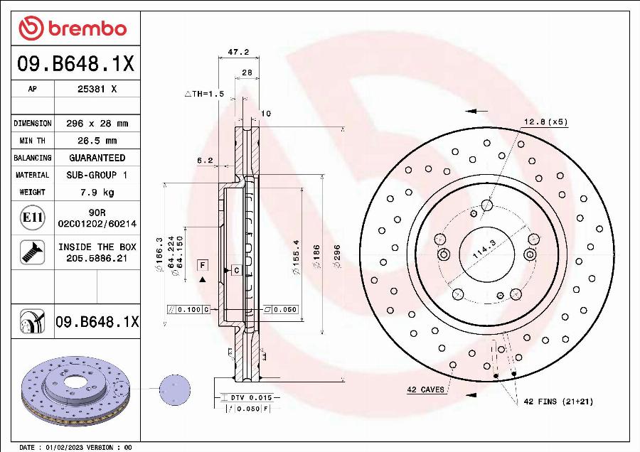 Brembo 09.B648.1X - Kočioni disk www.molydon.hr