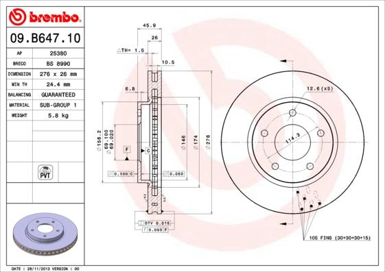 Brembo 09.B647.11 - Kočioni disk www.molydon.hr