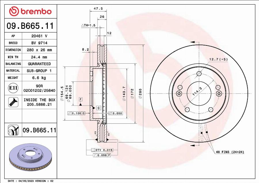 Brembo 09.B665.11 - Kočioni disk www.molydon.hr