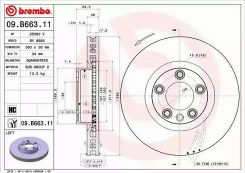 Brembo 09.B663.11 - Kočioni disk www.molydon.hr