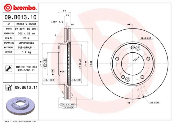 Brembo 09.B613.10 - Kočioni disk www.molydon.hr