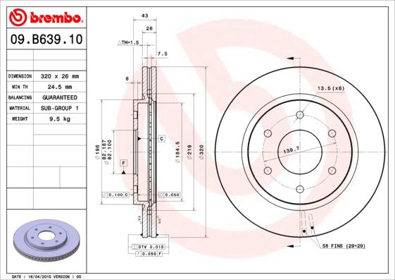 Brembo 09.B639.10 - Kočioni disk www.molydon.hr