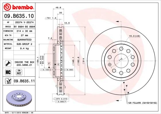 Brembo 09.B635.11 - Kočioni disk www.molydon.hr