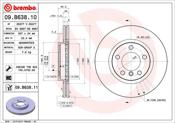 Brembo 09.B638.10 - Kočioni disk www.molydon.hr