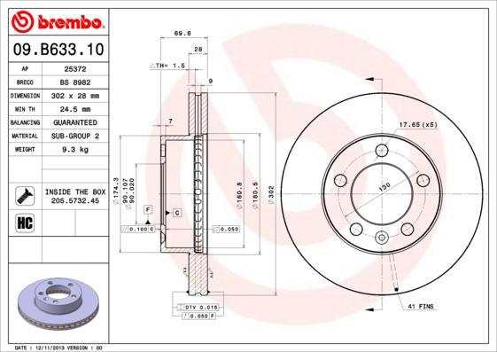 Brembo 09.B633.10 - Kočioni disk www.molydon.hr