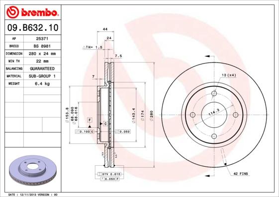 Brembo 09.B632.10 - Kočioni disk www.molydon.hr