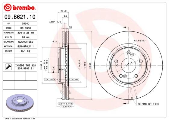 Brembo 09.B621.10 - Kočioni disk www.molydon.hr