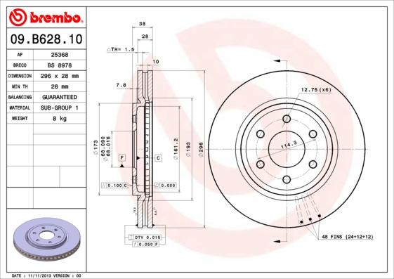 Brembo 09.B628.10 - Kočioni disk www.molydon.hr