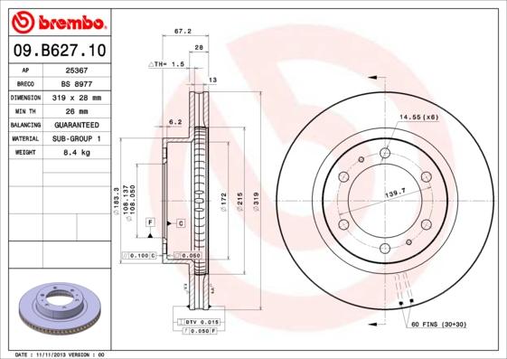 Brembo 09.B627.10 - Kočioni disk www.molydon.hr