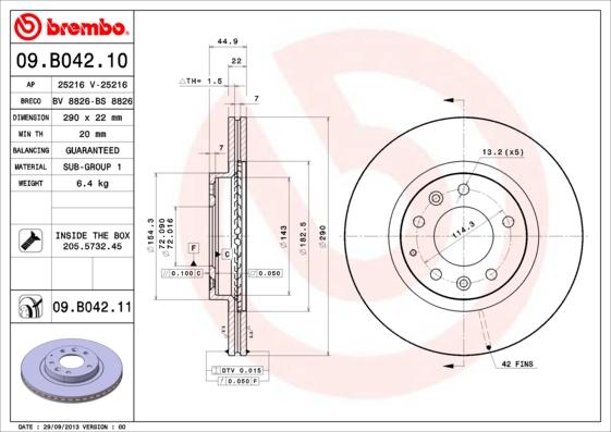 Brembo 09.B042.11 - Kočioni disk www.molydon.hr