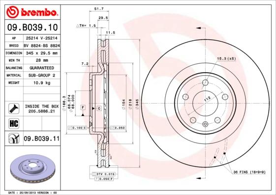 Brembo 09.B039.10 - Kočioni disk www.molydon.hr