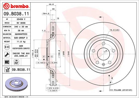 Brembo 09.B038.11 - Kočioni disk www.molydon.hr