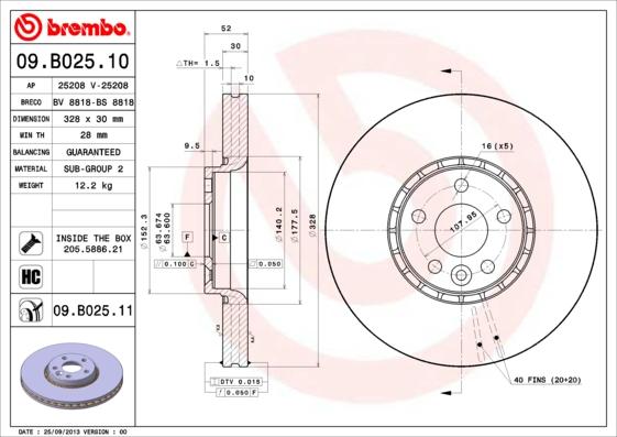 Brembo 09.B025.11 - Kočioni disk www.molydon.hr