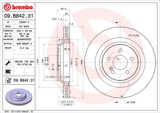 Brembo 09.B842.31 - Kočioni disk www.molydon.hr