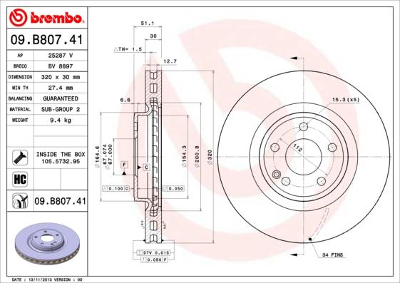 Brembo 09.B807.41 - Kočioni disk www.molydon.hr