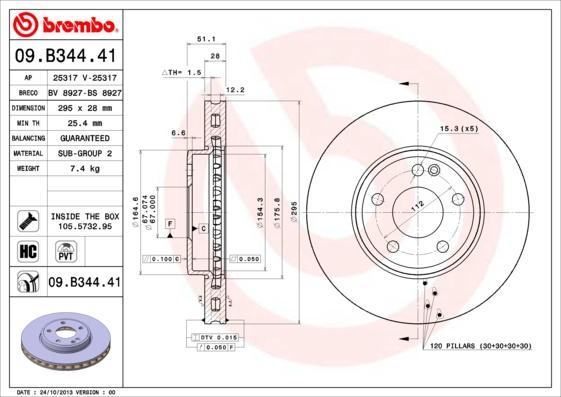 Brembo 09.B344.41 - Kočioni disk www.molydon.hr