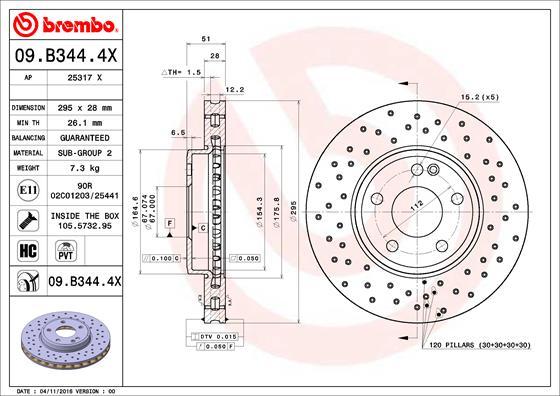 Brembo 09.B344.4X - Kočioni disk www.molydon.hr