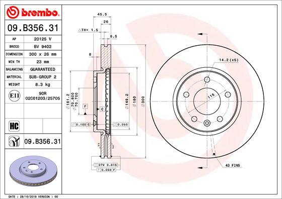 Brembo 09.B356.31 - Kočioni disk www.molydon.hr