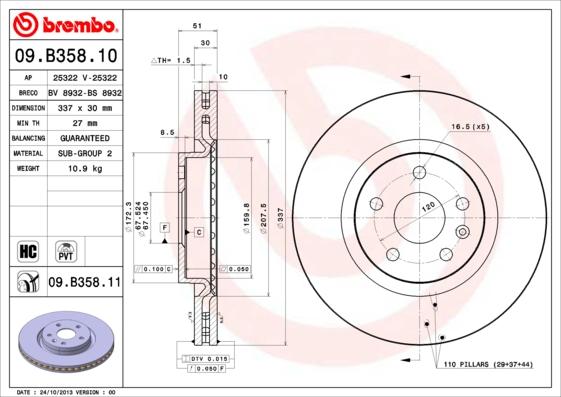 Brembo 09.B358.10 - Kočioni disk www.molydon.hr