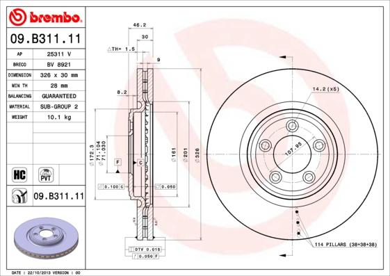 Brembo 09.B311.11 - Kočioni disk www.molydon.hr