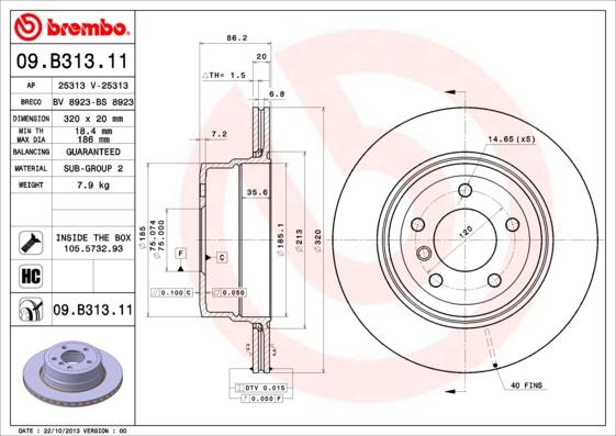 Brembo 09.B313.11 - Kočioni disk www.molydon.hr