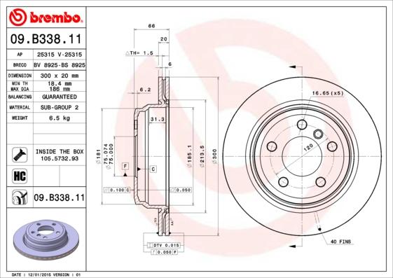 Brembo 09.B338.11 - Kočioni disk www.molydon.hr