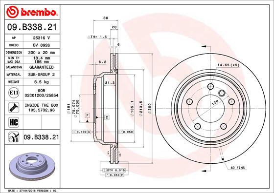 Brembo 09.B338.21 - Kočioni disk www.molydon.hr