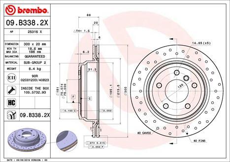 Brembo 09.B338.2X - Kočioni disk www.molydon.hr