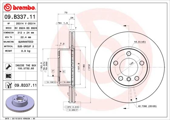 Brembo 09.B337.11 - Kočioni disk www.molydon.hr