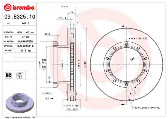 Brembo 09.B325.10 - Kočioni disk www.molydon.hr