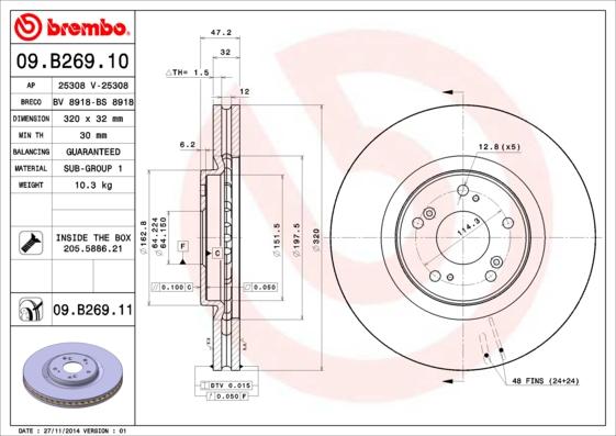 Brembo 09.B269.10 - Kočioni disk www.molydon.hr