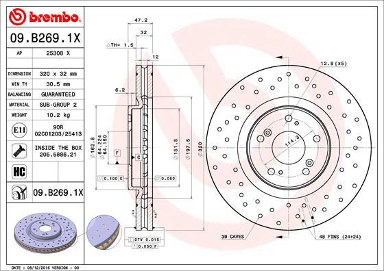 Brembo 09.B269.1X - Kočioni disk www.molydon.hr