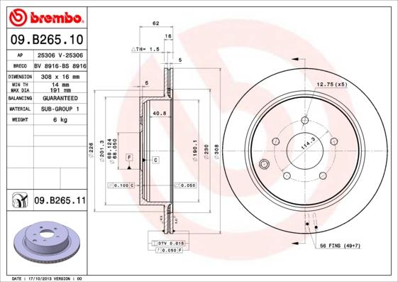 Brembo 09.B265.10 - Kočioni disk www.molydon.hr