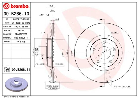 Brembo 09.B266.10 - Kočioni disk www.molydon.hr