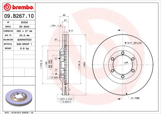 Brembo 09.B267.10 - Kočioni disk www.molydon.hr