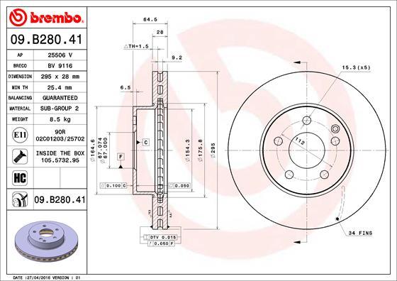 Brembo 09.B280.41 - Kočioni disk www.molydon.hr