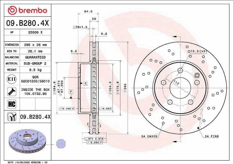 Brembo 09.B280.4X - Kočioni disk www.molydon.hr