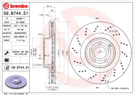 Brembo 09.B744.51 - Kočioni disk www.molydon.hr