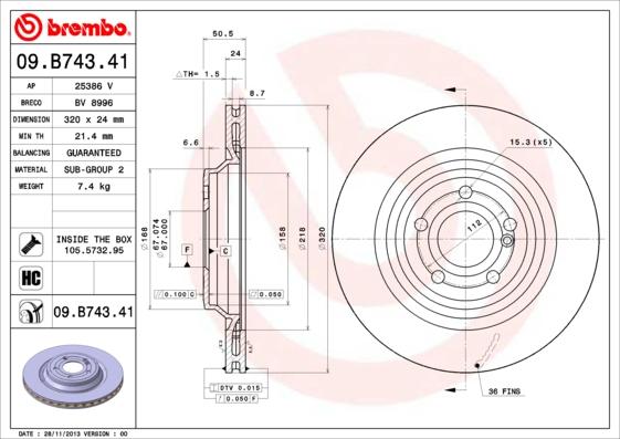 Brembo 09.B743.41 - Kočioni disk www.molydon.hr