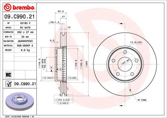 Brembo 09.C990.21 - Kočioni disk www.molydon.hr