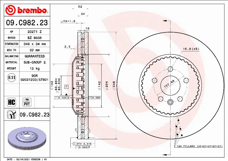 Brembo 09.C982.23 - Kočioni disk www.molydon.hr