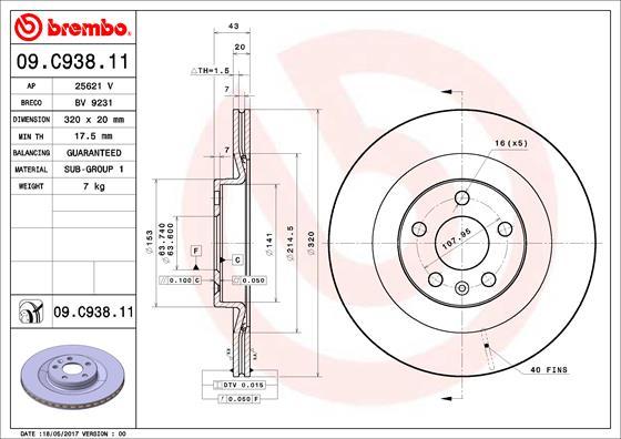 Brembo 09.C938.11 - Kočioni disk www.molydon.hr