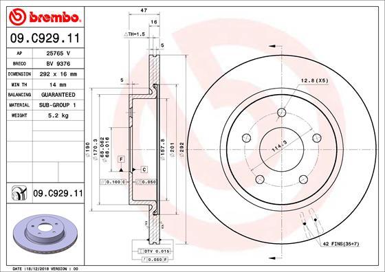 Brembo 09.C929.11 - Kočioni disk www.molydon.hr