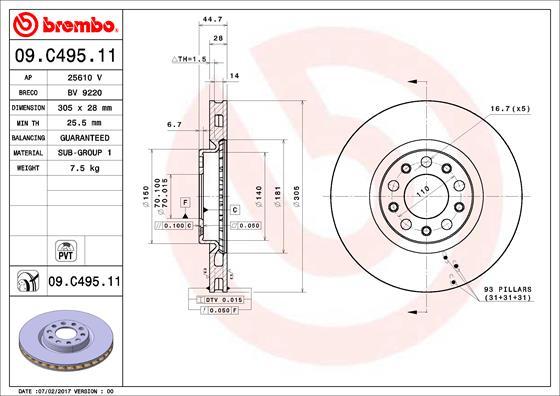 Brembo 09.C495.11 - Kočioni disk www.molydon.hr