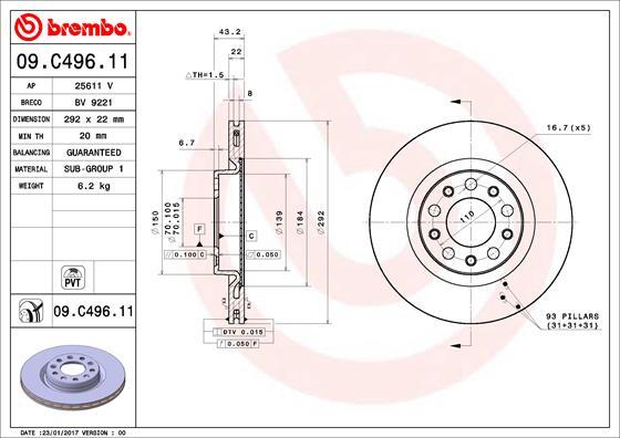 Brembo 09.C496.11 - Kočioni disk www.molydon.hr