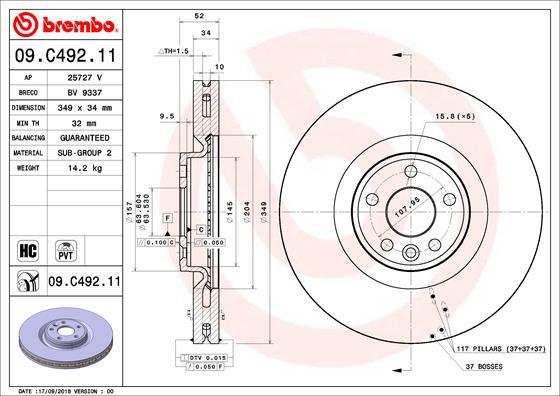 Brembo 09.C492.11 - Kočioni disk www.molydon.hr