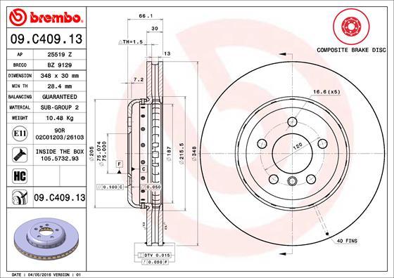 Brembo 09.C409.13 - Kočioni disk www.molydon.hr