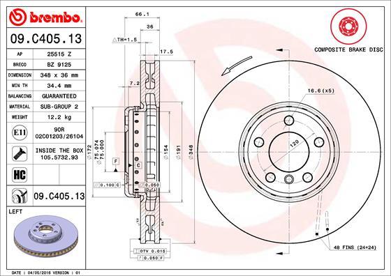 Brembo 09.C405.13 - Kočioni disk www.molydon.hr