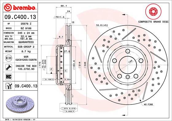 Brembo 09.C400.13 - Kočioni disk www.molydon.hr