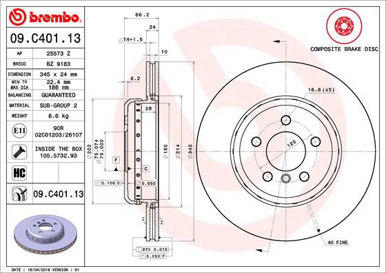 Brembo 09.C401.13 - Kočioni disk www.molydon.hr